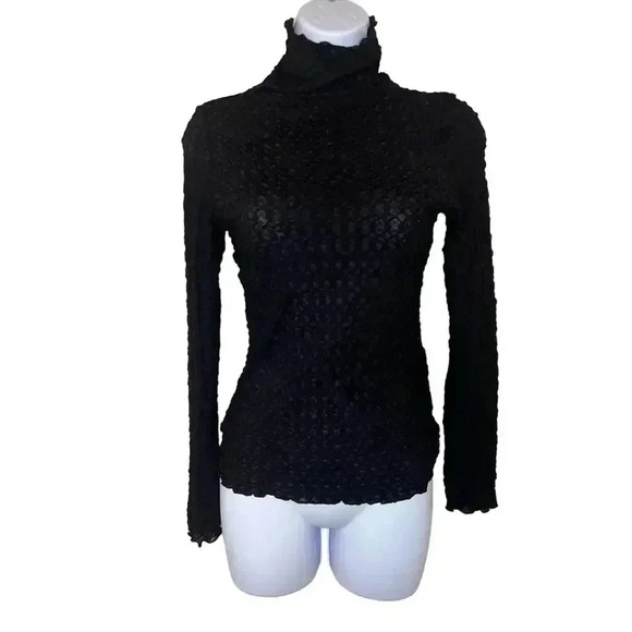 S. Deer High Neck Slim Fit Textured Minimalist Top Dark Coquette Whimsigoth - Picture 7 of 11